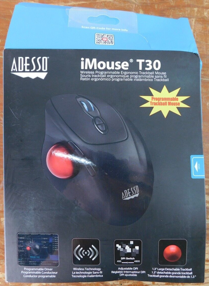 Adesso iMouse T30 - 2.4 GHz Wireless 4 Button Desktop Trackball mouse