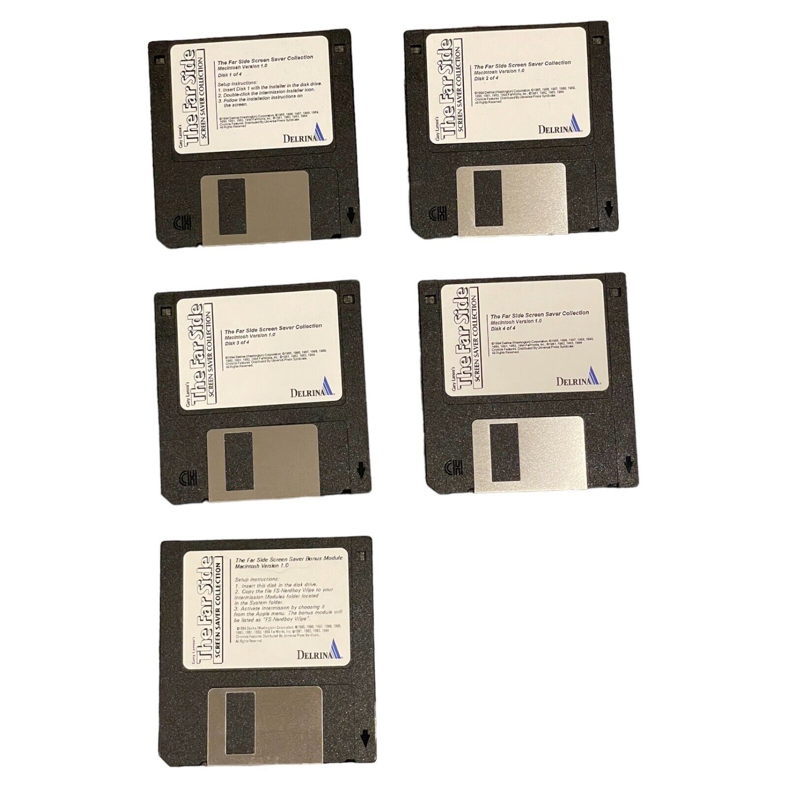 Vtg 1994 Gary Larson The Far Side Screen Savers 3.5 Floppy Disks Mac Macintosh