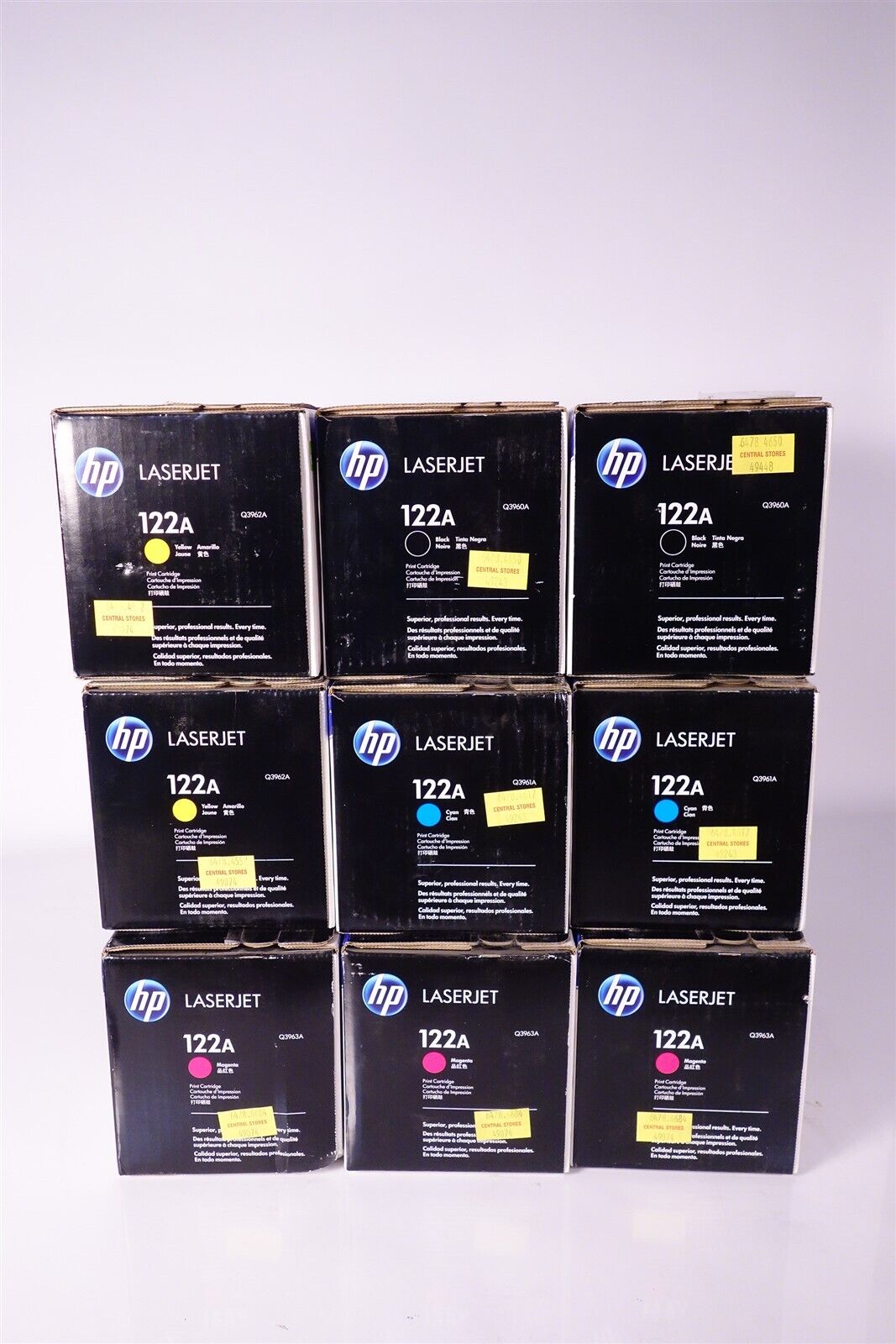 Large Lot of 9 HP Laserjet 122A Black Magenta Cyan Yellow Toner Cartridges Lot 