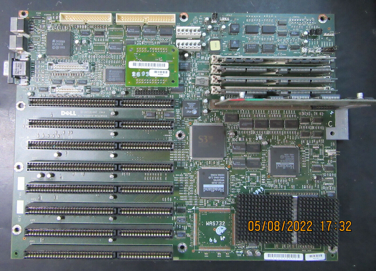 Vintage VERY RARE WAS732 486DX-33 Motherboard for Dell 433/T Personal Computer 