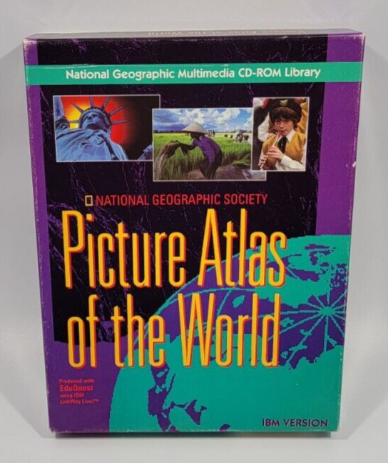 Vintage 1992 National Geographic Picture Atlas of the World IBM Version CD-ROM