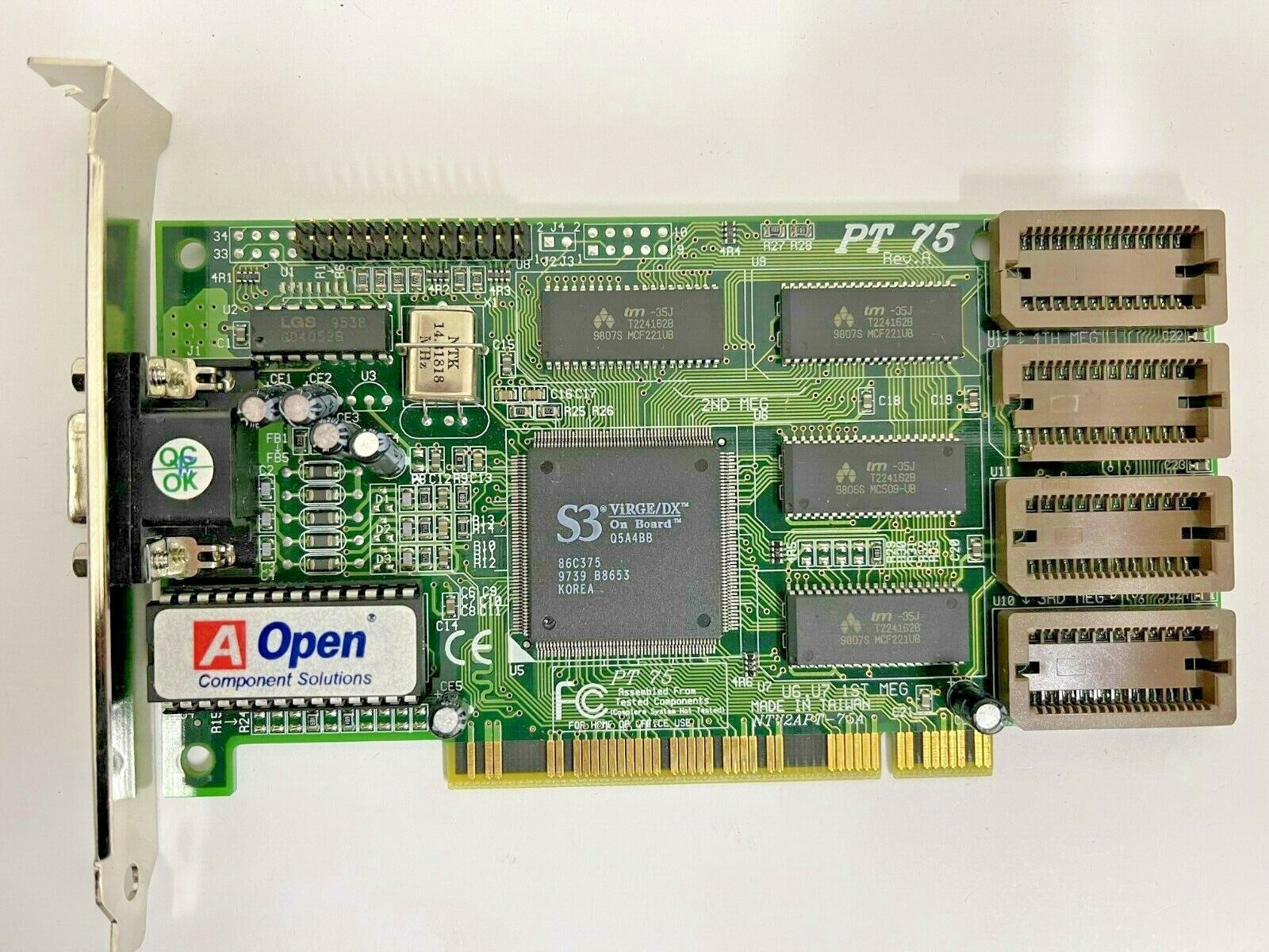 RARE VINTAGE AOPEN PT75 S3 VIRGE/DX  2 MEG EXP 4 MEG PCI VGA CARD MXB25