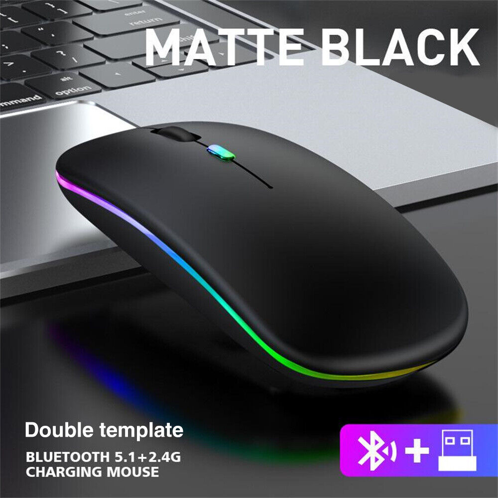 2.4G Wireless Bluetooth Optical Mouse USB Rechargeable RGB Mice For PC Laptop US
