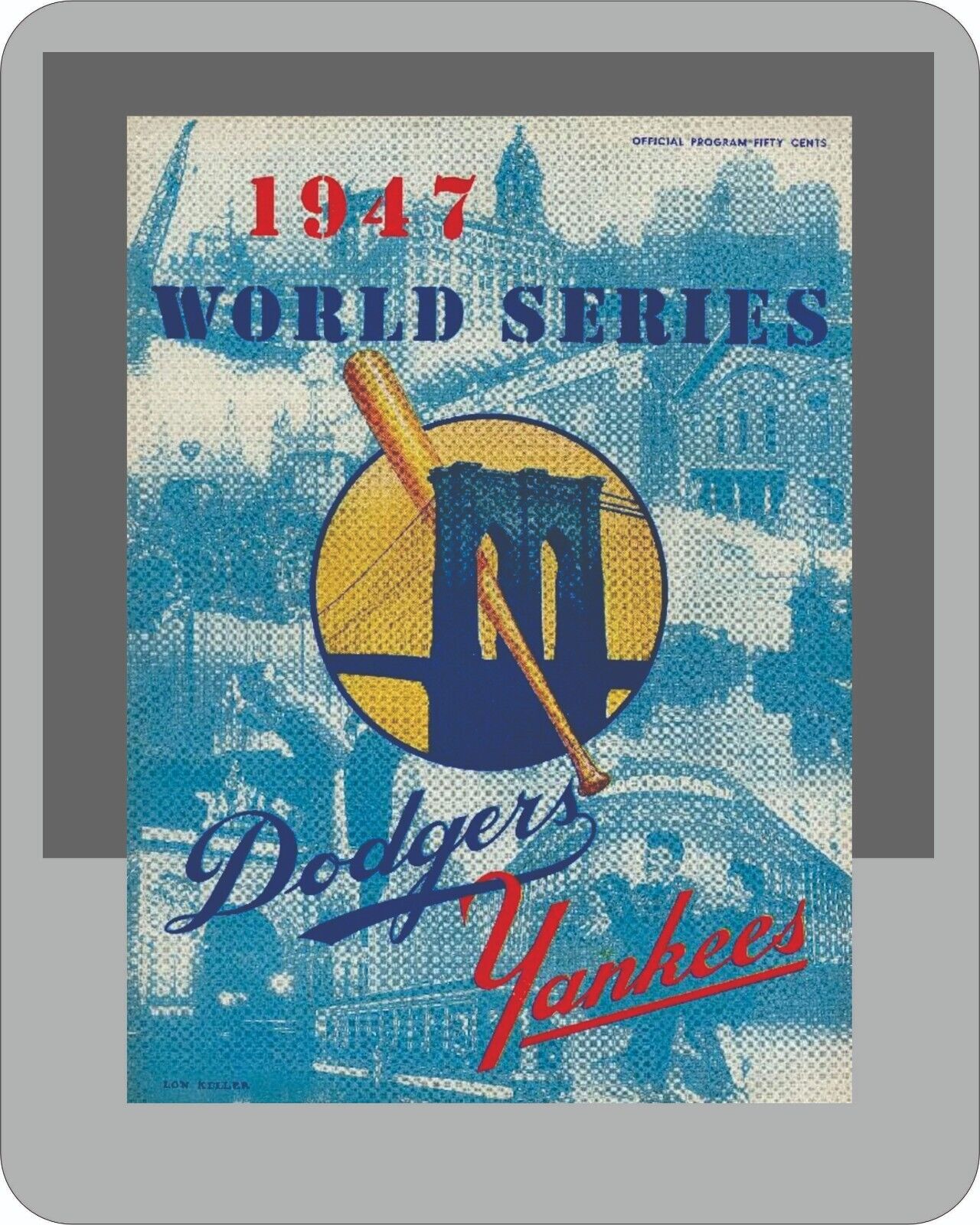 1947 Yankee V Dodger World Series Program Baseball  Mouse Pad Poster 7 3/4  x 9\