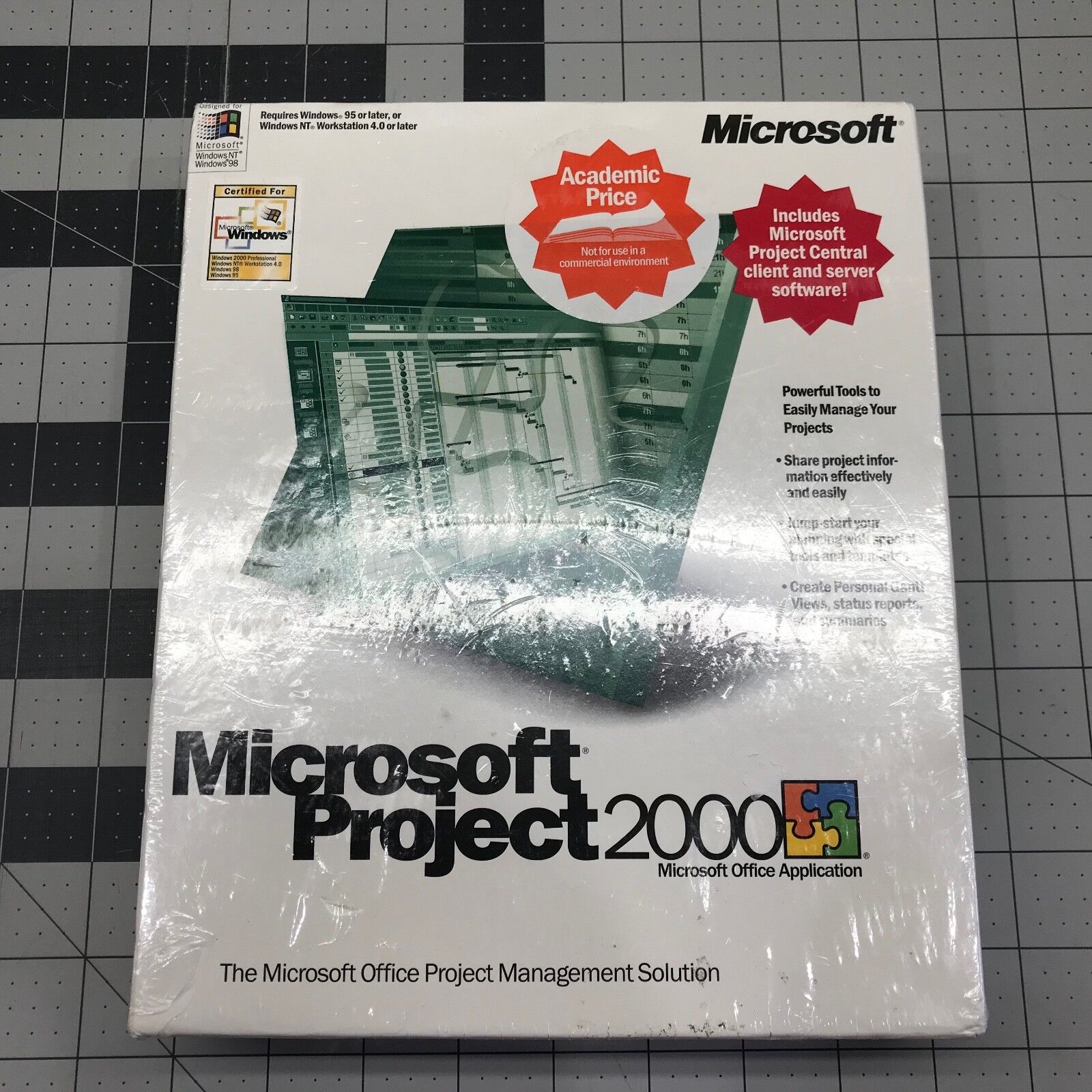 MICROSOFT PROJECT 2000 INCLUDES PROJECT CENTRAL CLIENT AND SERVER SOFTWARE NEW