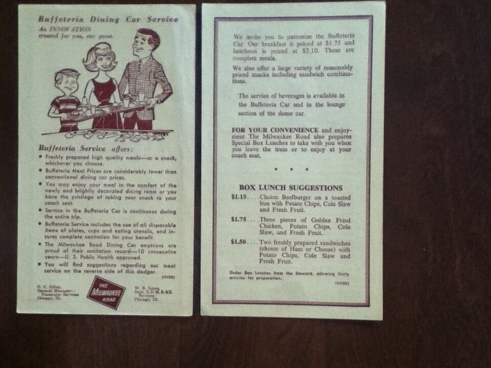 1950s Milwaukee Rd Railroad Dining Car Ad Flyer Vintage