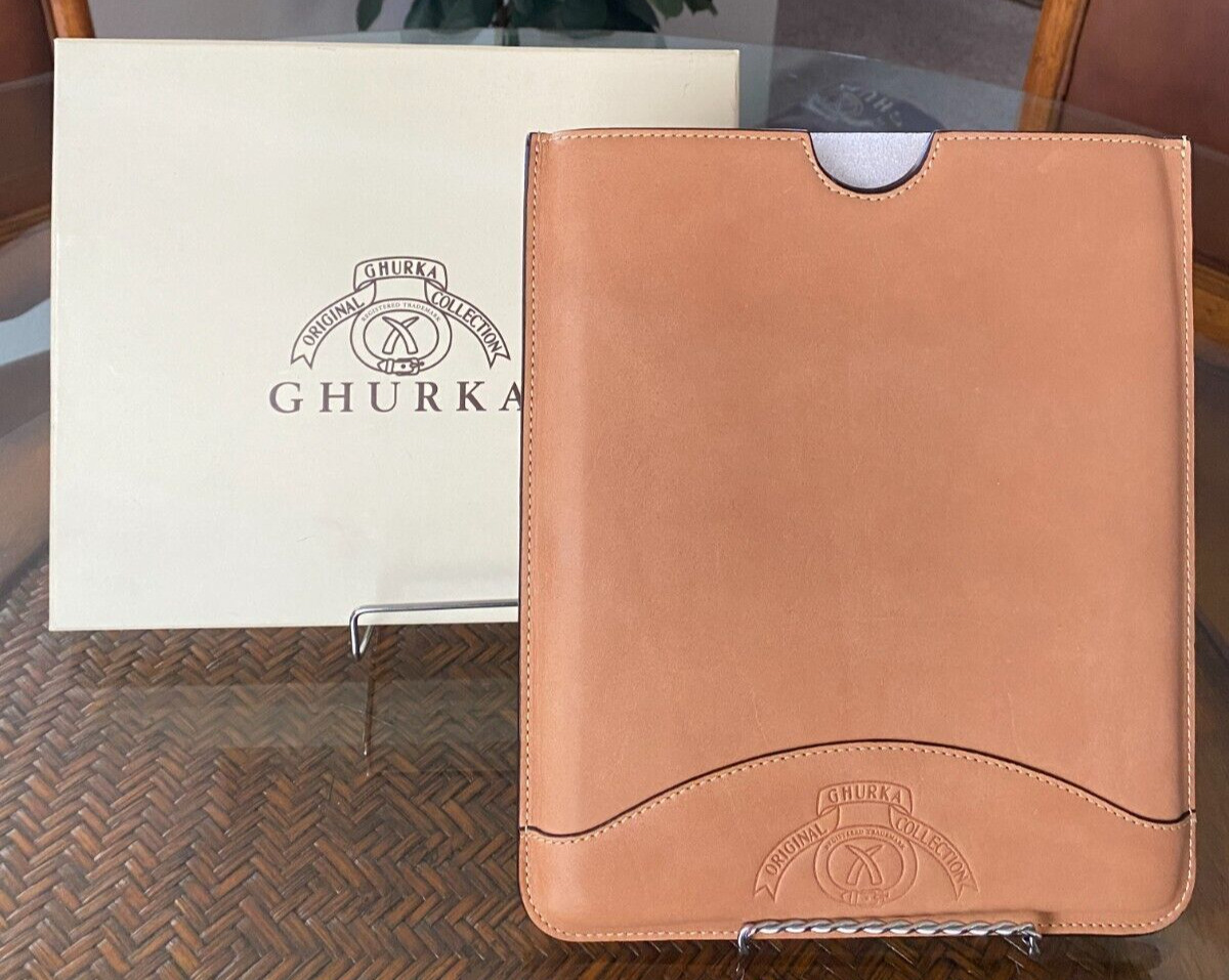 NIB Ghurka Original Chestnut Leather iPad Case
