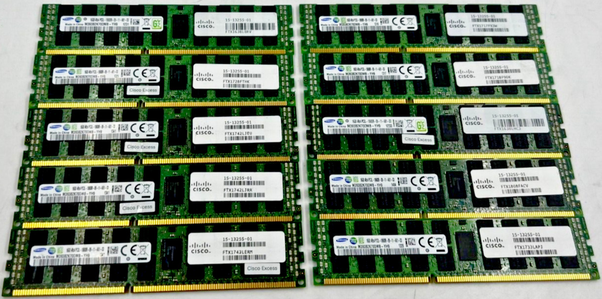 SERVER RAM -SAMSUNG *LOT OF 30* 16GB 4RX4 PC3L -10600R M393B2K70DMB-YH9 /TESTED