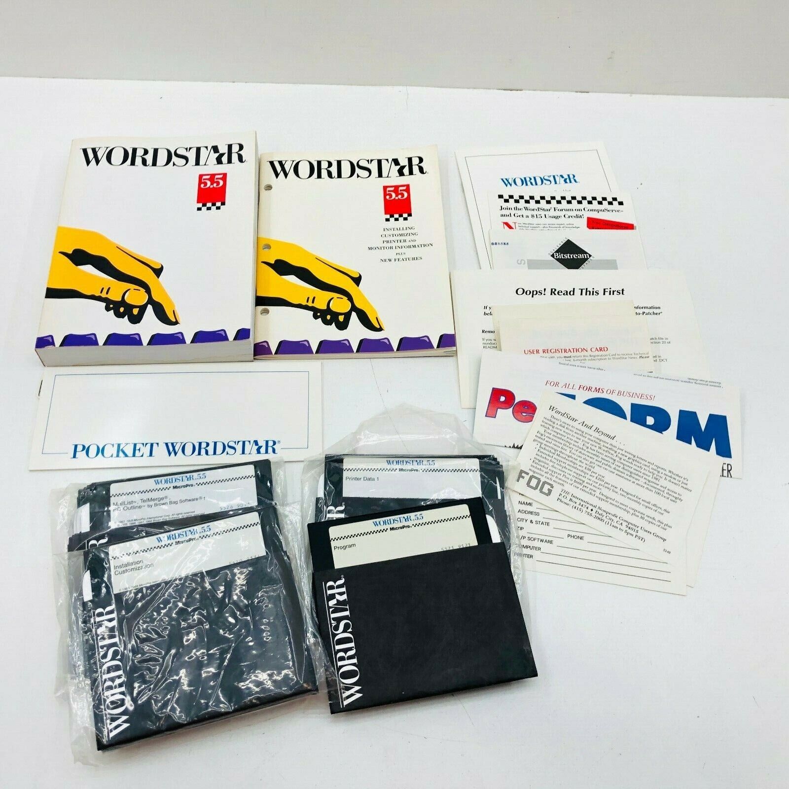 WORDSTAR 5.5. PC Computer Floppy Disk Software Books Original Paperwork VTG 1989