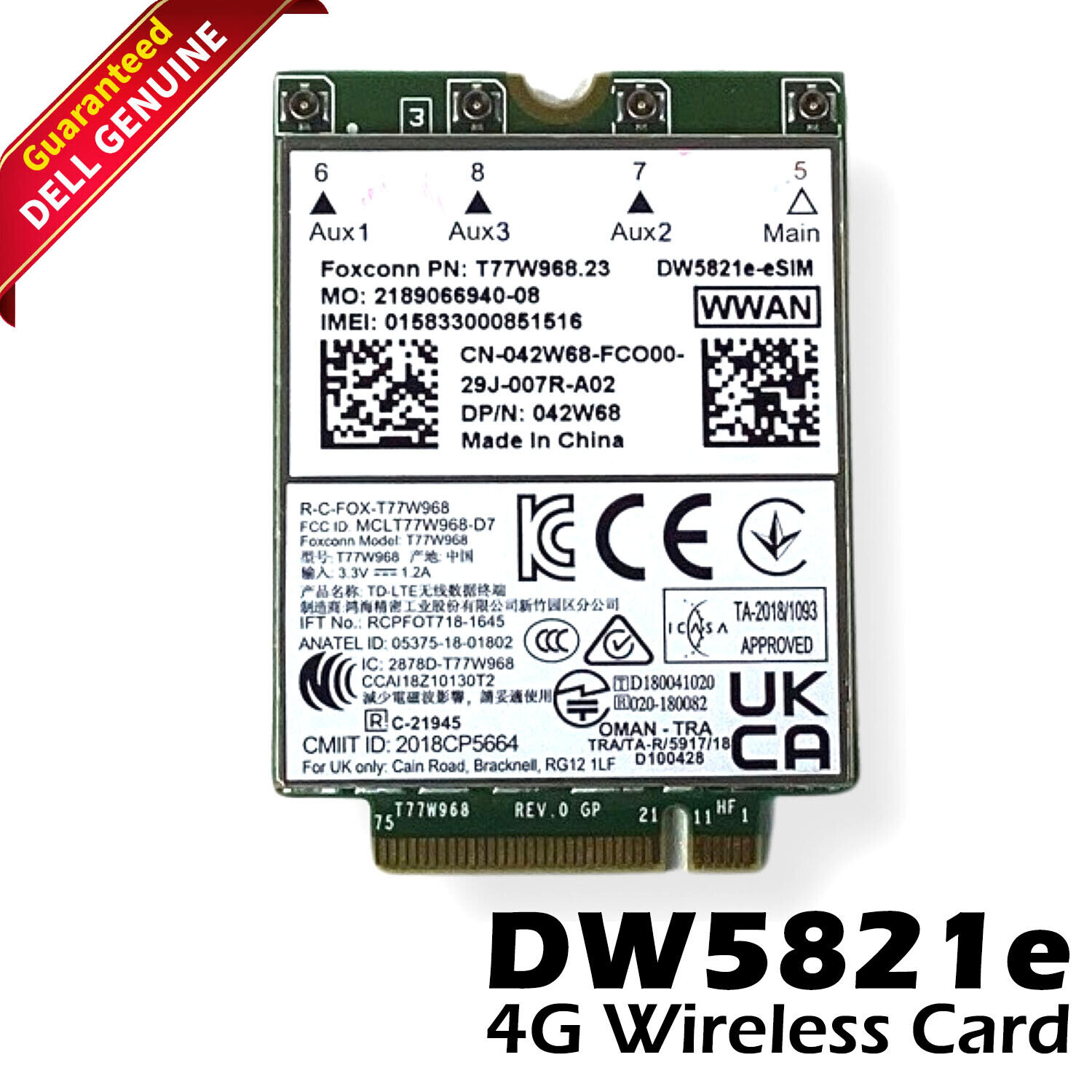 New Dell OEM Wireless 5821E DW5821e M.2 Mobile Broadband 4G LTE WWAN Card 42W68