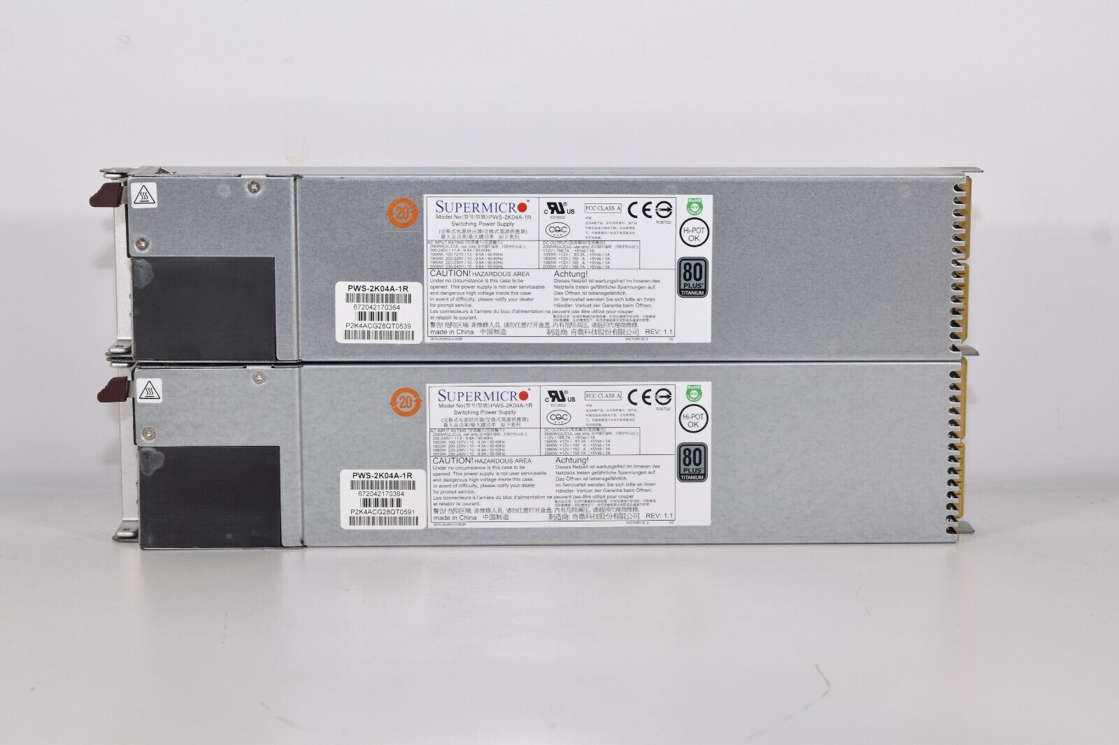 LOT OF 2 Supermicro PWS-20K04A-1R 2000W Switching Power Supply 80 Plus Titanium
