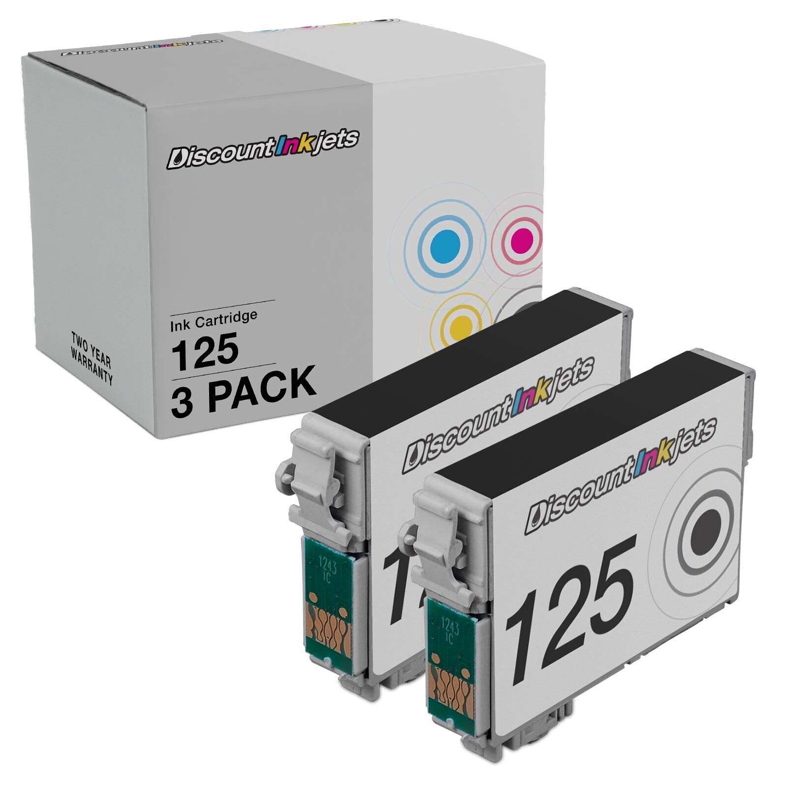 2 Pack T125120 125 T125 Black Printer Pigment Based Ink Cartridge for Epson