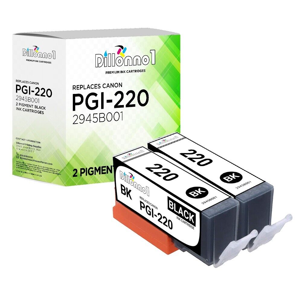 2-Pack PGI-220 Black PGI 220 PGI220 For Canon iP3600 iP4600 MP620 MP980 MX860