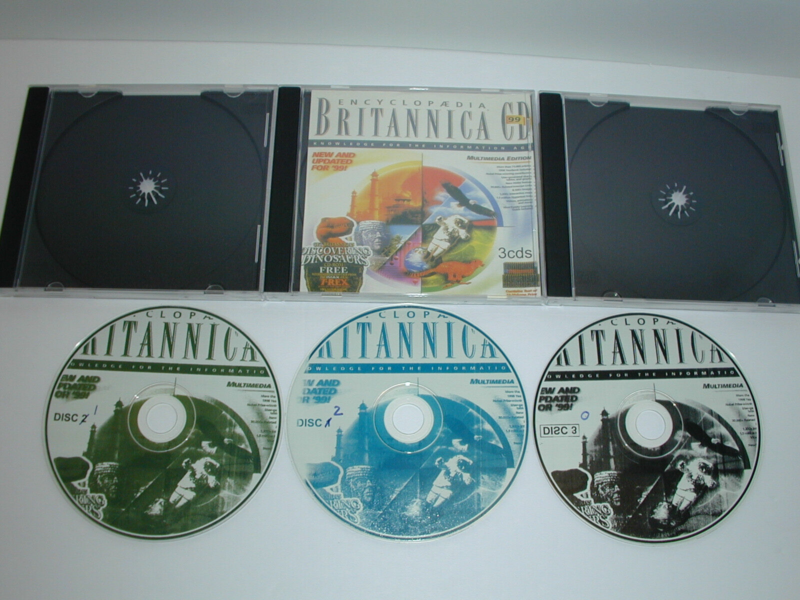 Set of 3 Encyclopedia Britannica PC CD Roms 1999 Multimedia Edition
