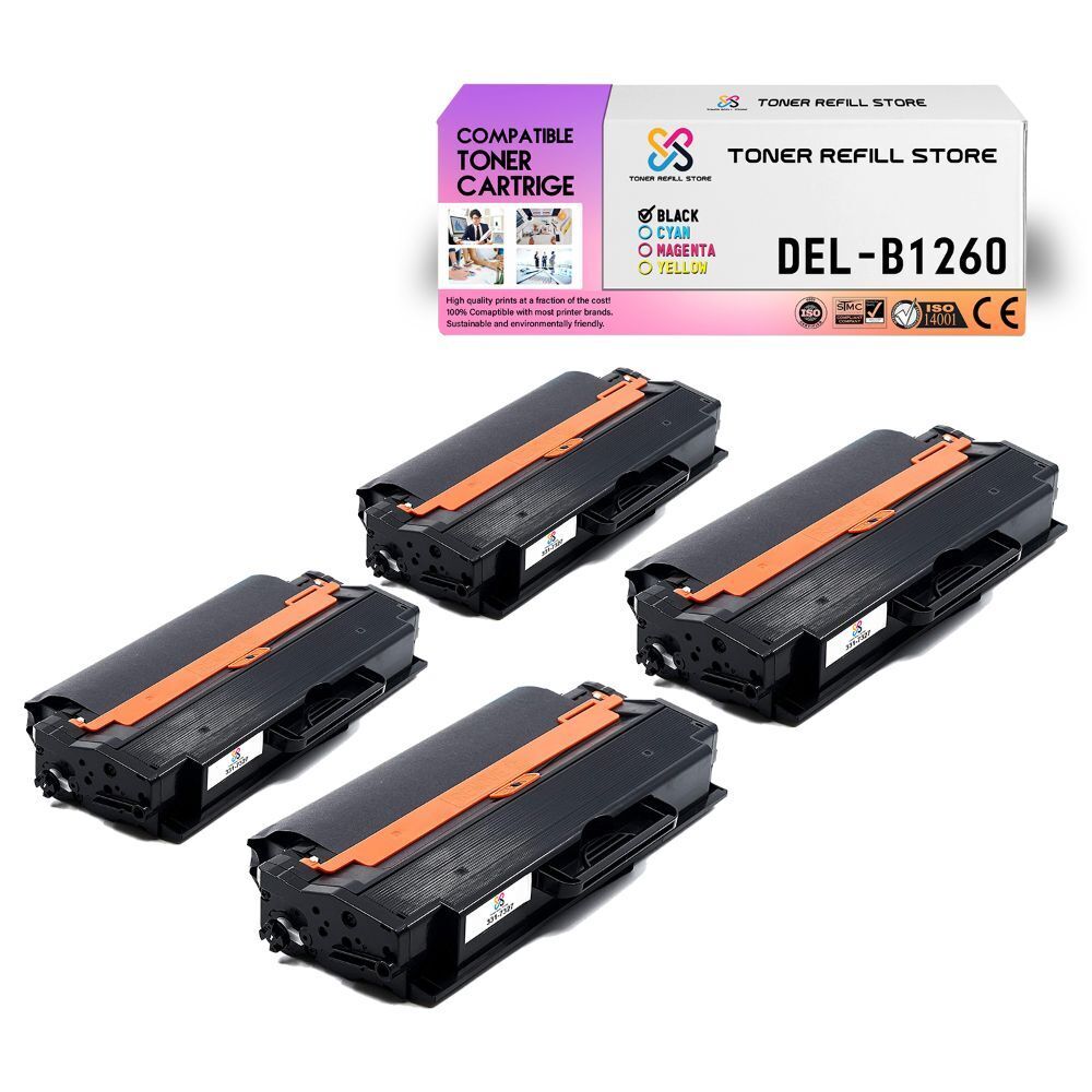4Pk TRS 331-7327 Black Compatible for Dell B1265dfw B1260dn Toner Cartridge