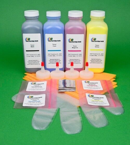 Dell 2145 2145cn Four Color Toner Refill Kit w/Chips. By Easy Cartridge Refill
