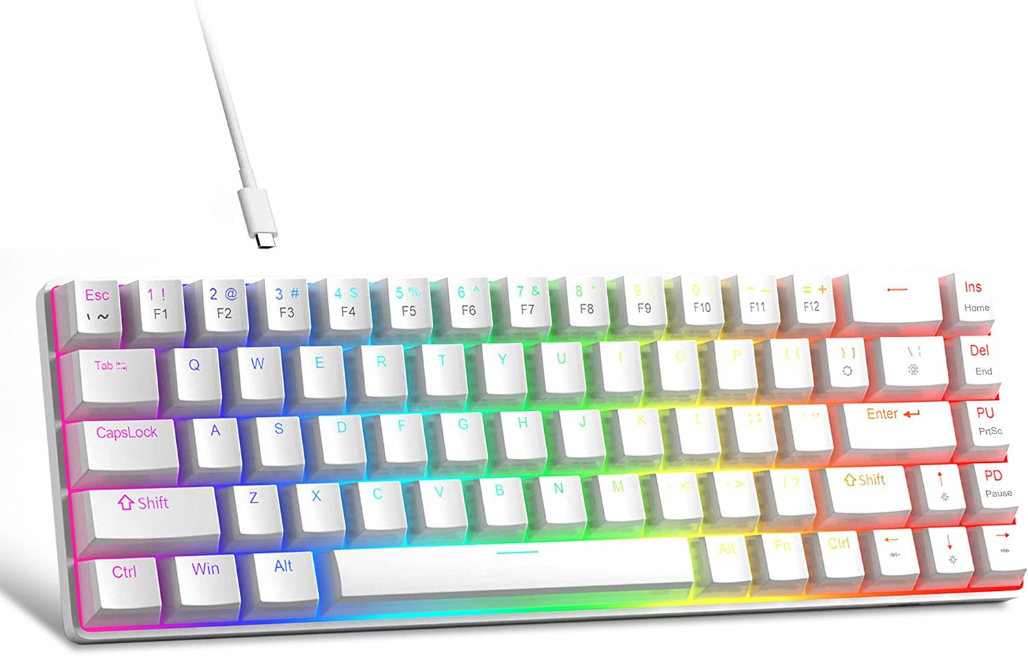 RGB Mechanical Gaming Keyboard For Windows 68 Keys Portable and Light Weight