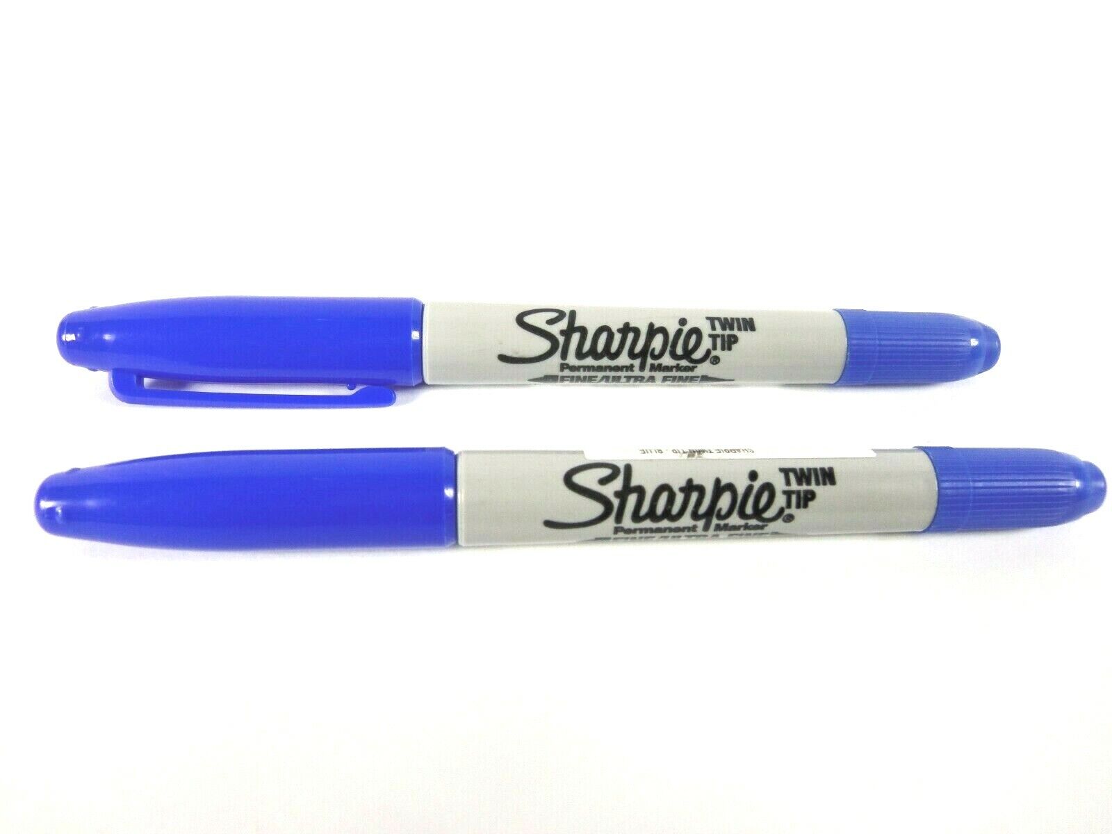 Sharpie Twin-Tip Permanent Marker, Fine Ultra Fine Point Blue Pack of 2
