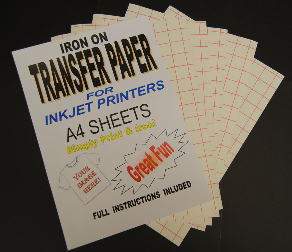 Inkjet Iron On T Shirt Transfer Paper A4 10 Sheets (For Light Fabrics)