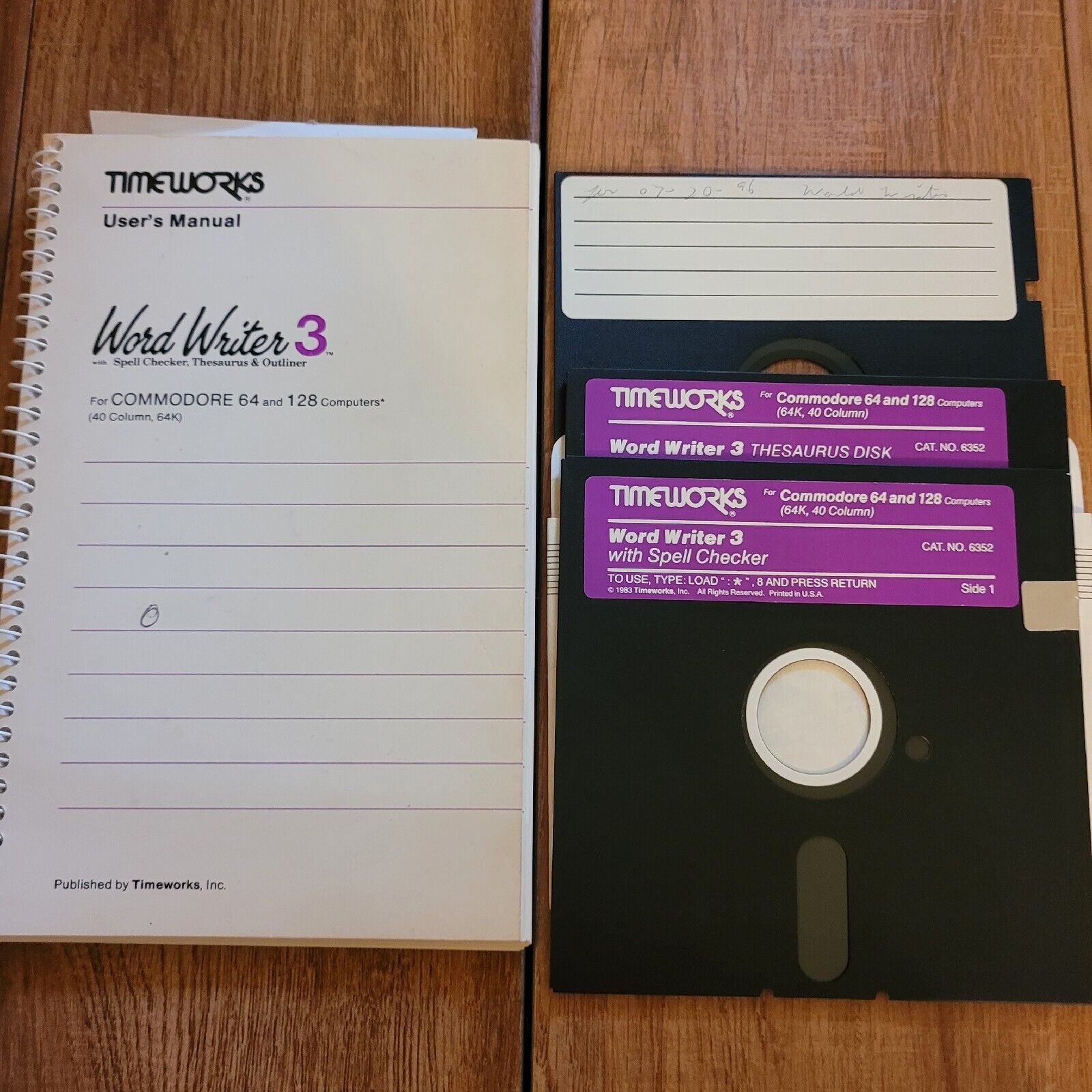 Word Writer 3 Discs and Manual TIMEWORKS 1982 Vintage Commodore 64 128 Computer 