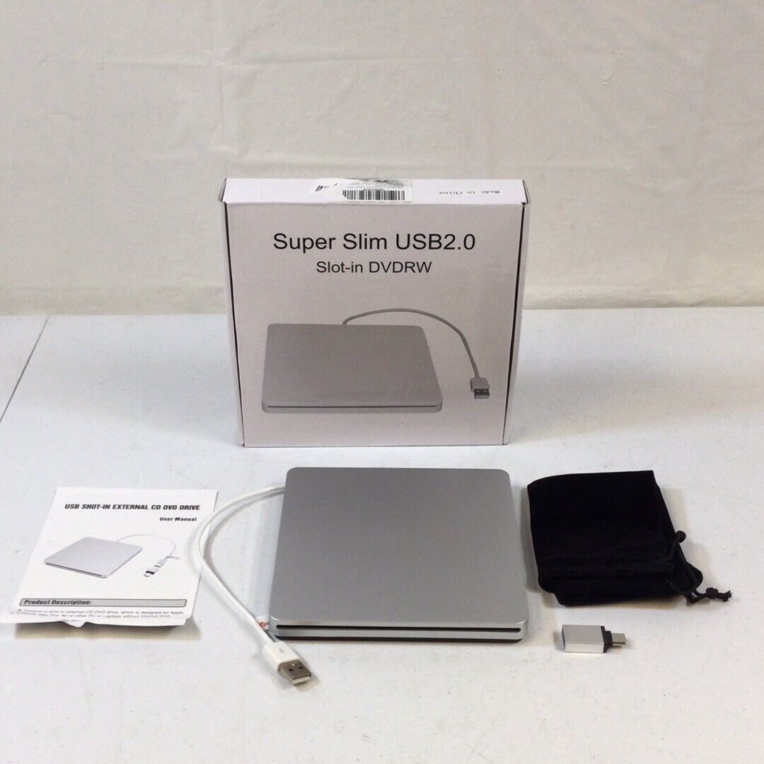 VersionTECH. Portable Super Slim USB 2.0 Slot-In External CD DVD Drive Used