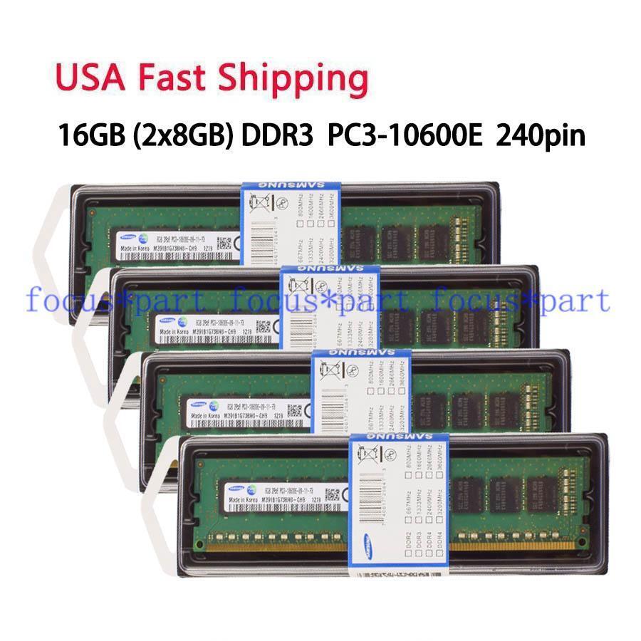 Samsung 32GB 4x8GB PC3-10600E DDR3-1333MHz ECC UDIMM 1.5V Ram for Workstation US