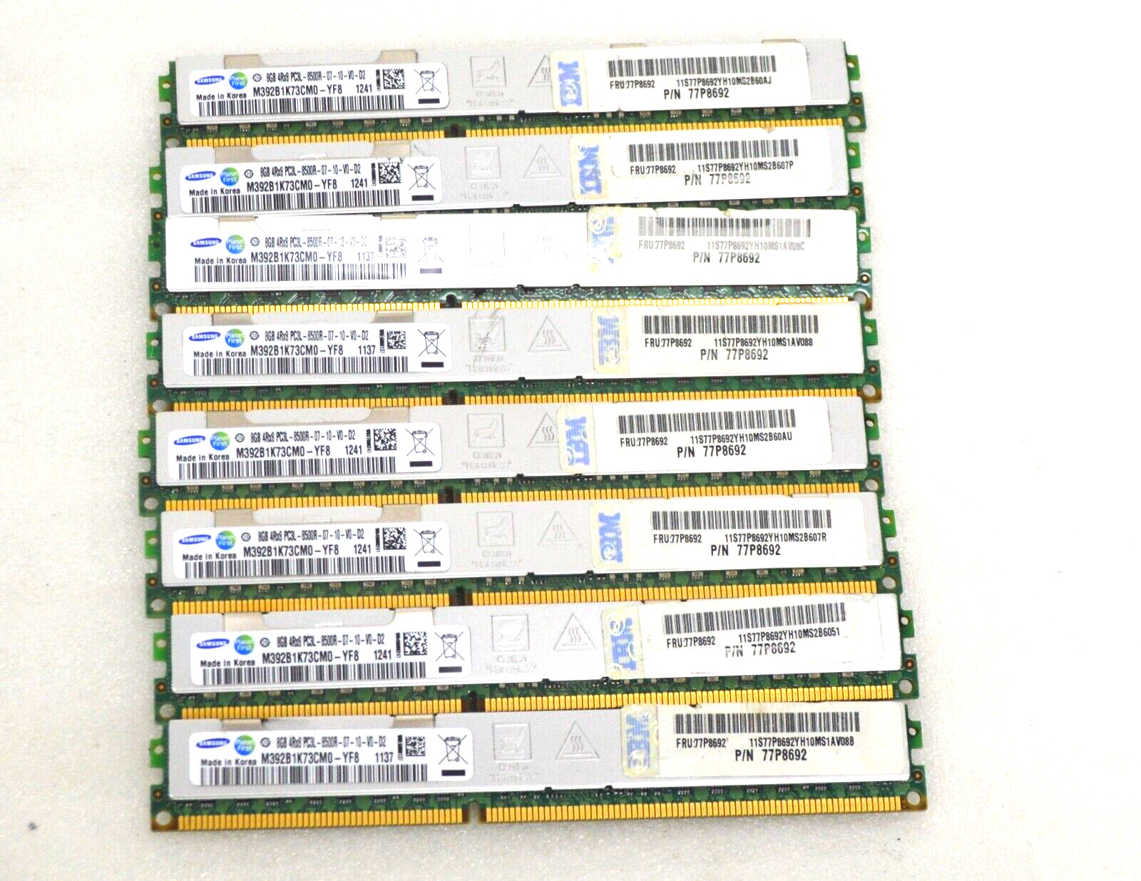 64Gb Samsung (8x8GB) 4RX8 PC3L-8500R-07-10-V0-D2 ECC Reg LOW PROFILE Server RAM