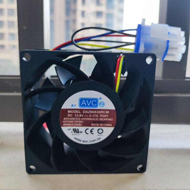 New AVC DAZB0838RCM PG01 13.6V 0.17A 4-wire temperature control fan 80*80*38MM