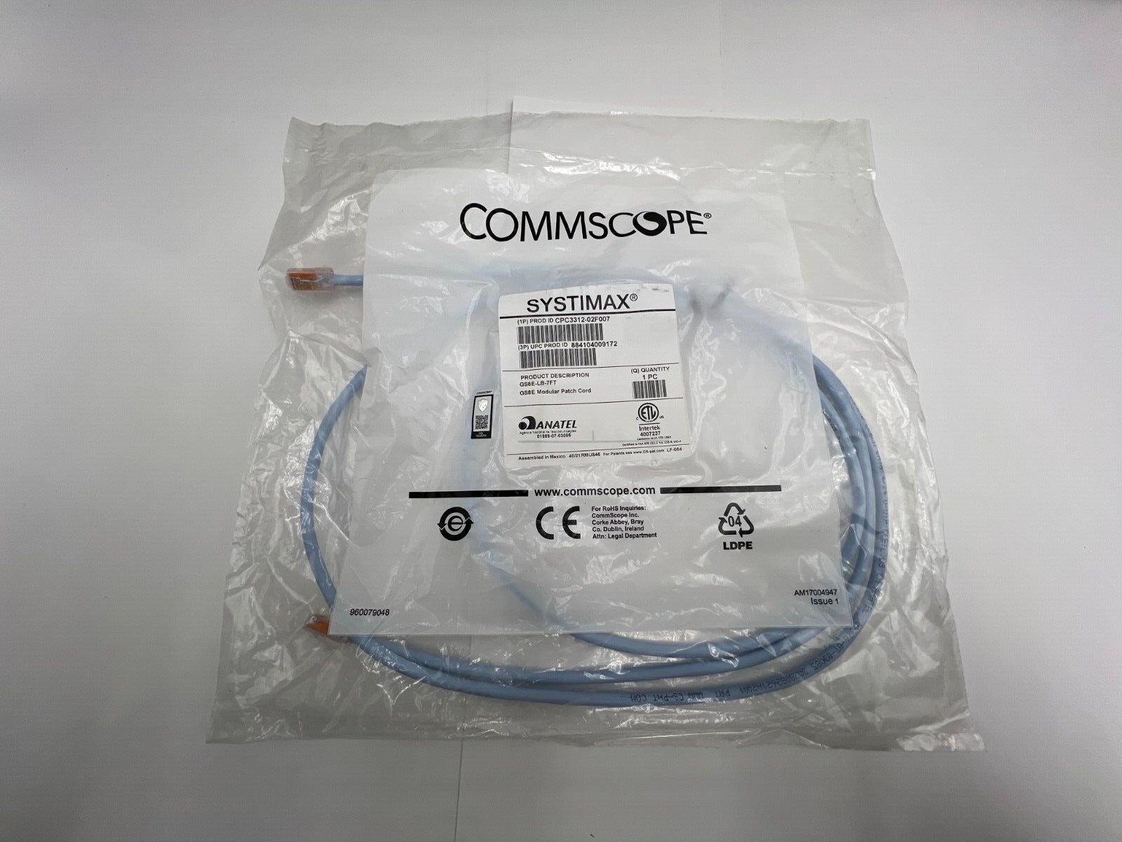 QTY 10 Commscope Systimax CPC3312-02F007 GS8E-LB-7FT Modular Patch Cord Blue