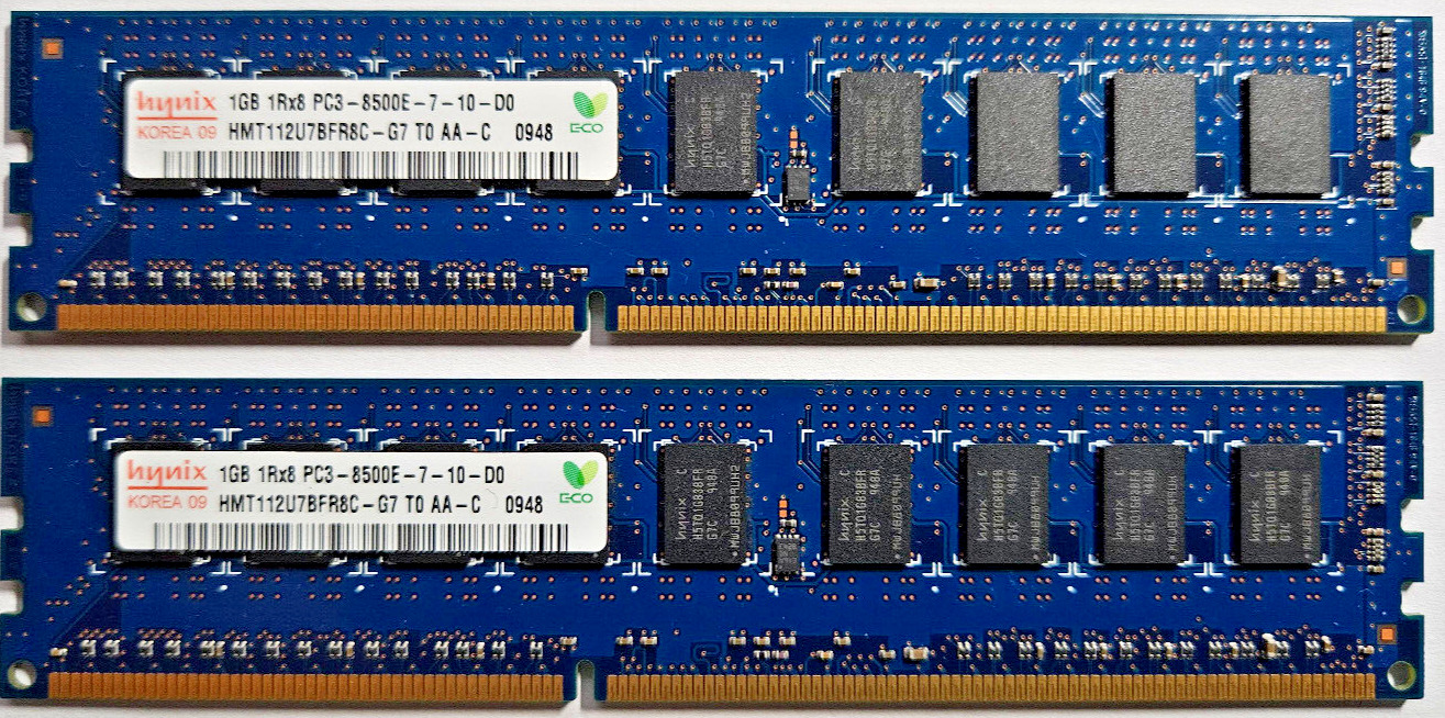 Hynix HMT112U7BFR8C-G7 2GB (2x 1GB) DDR3-1066MHz PC3-8500 ECC Unbuffered