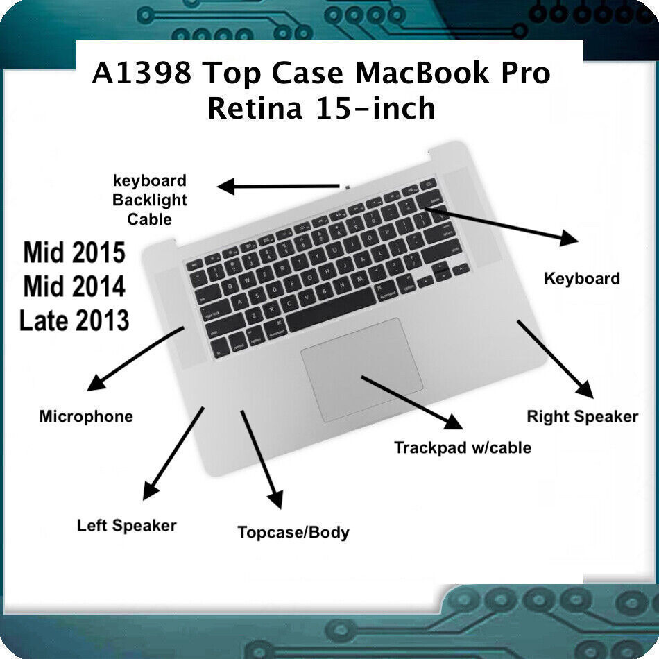 A1398 Top Case MacBook Pro Retina 15-inch Keyboard Replacement ( Refurbished)