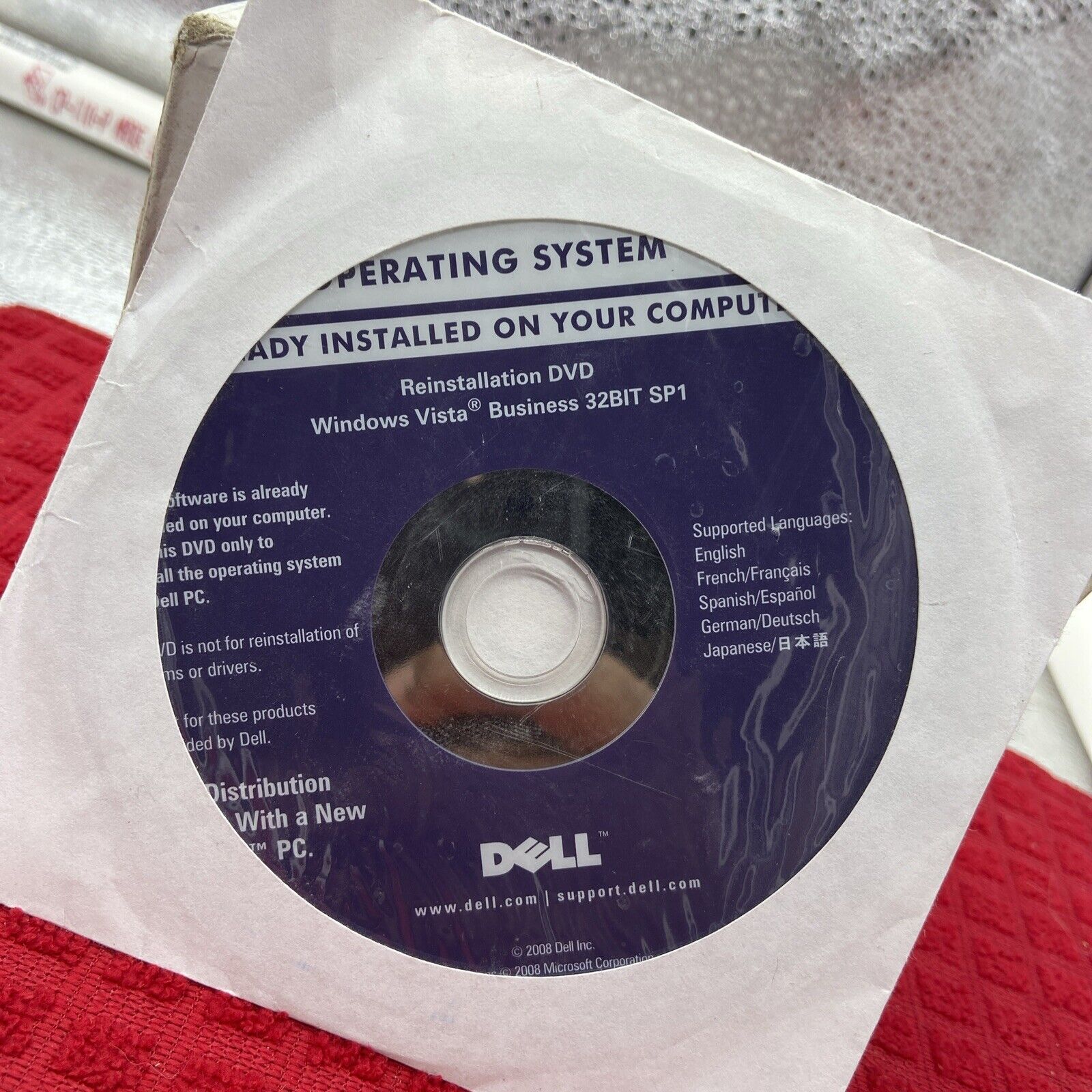 Dell Microsoft Windows Vista Business 32BIT SP1 Reinstallation DVD