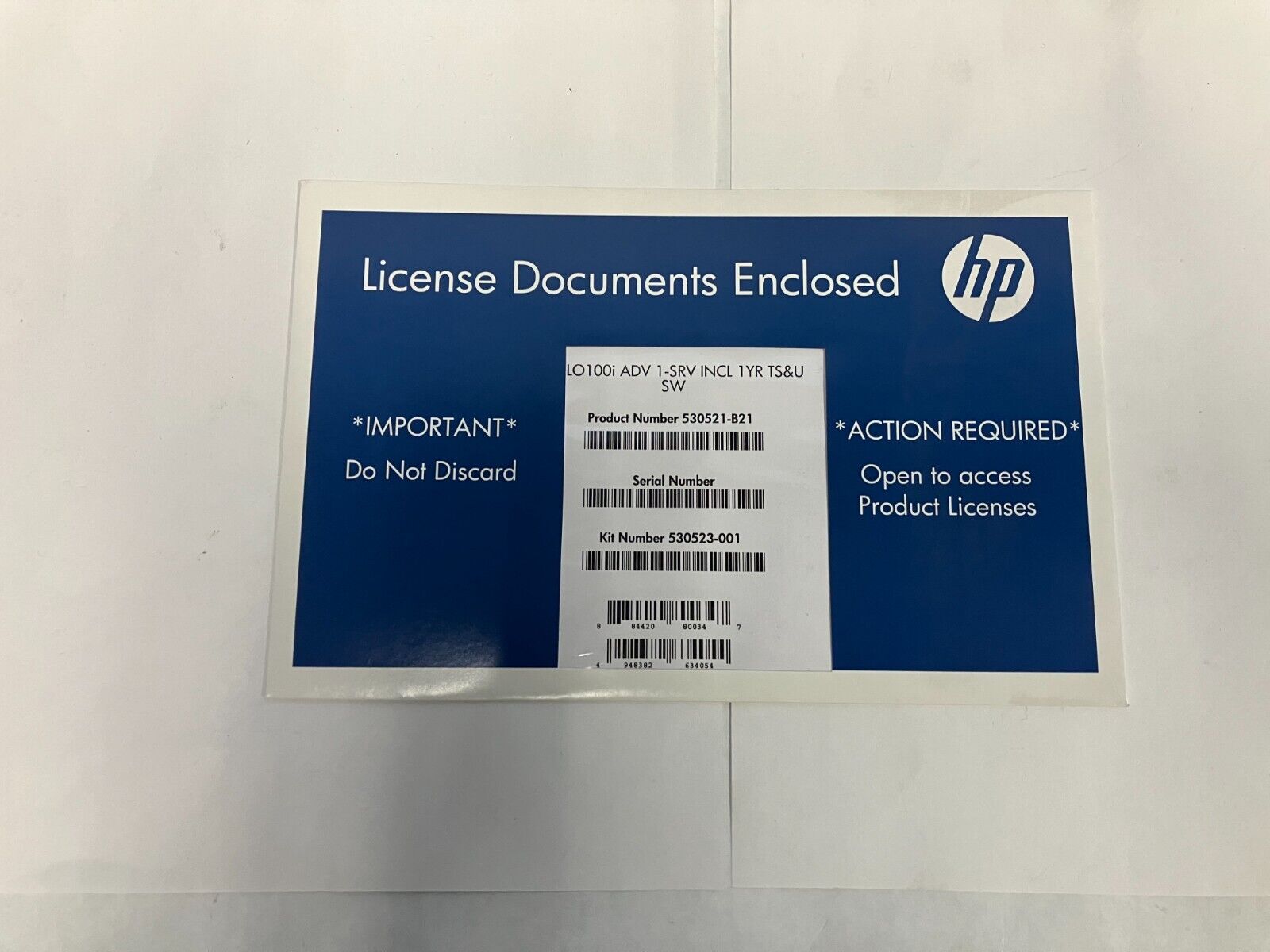 HP 530521-B21 Advanced ILO license 1yr 530523-001 NEW