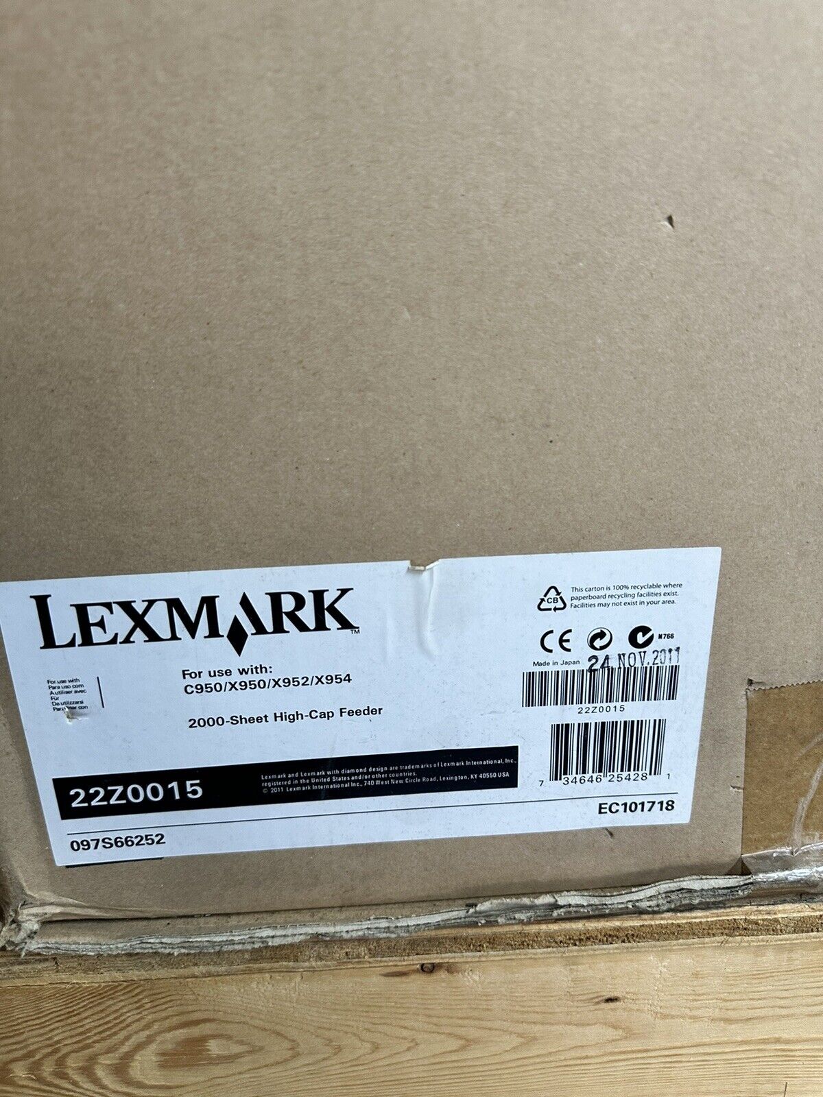 New Open Box Lexmark 2000 Sheet High Capacity Feeder XS950 22Z0015 ✅❤️️✅❤️️