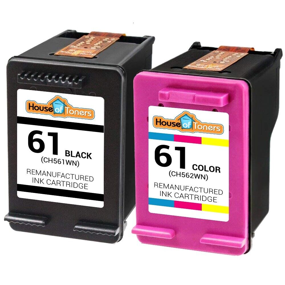 2PK Replacement HP 61 Ink Cartridge 1-Black & 1-Color 1000 1050 1051 2050 Series