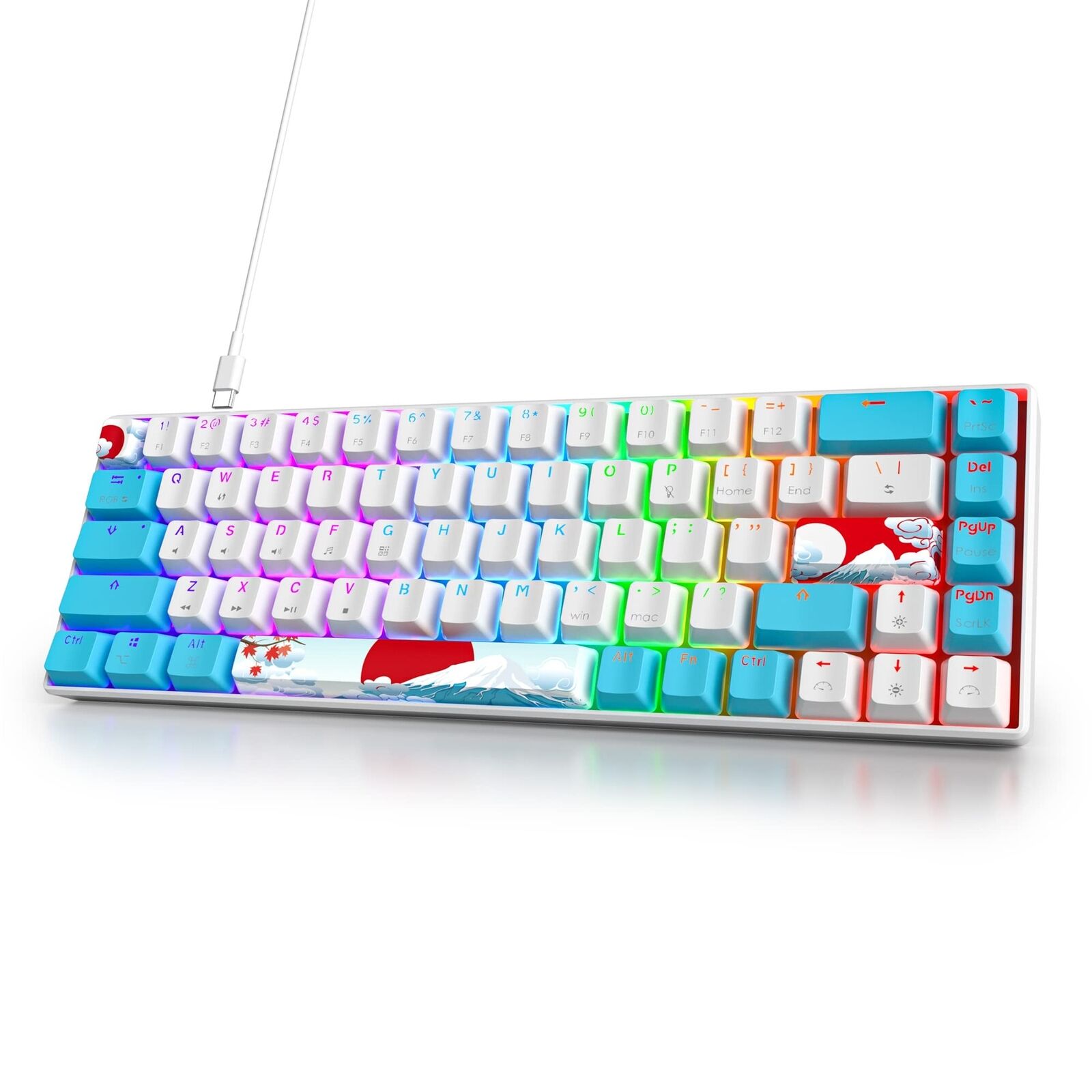 Owpkeenthy Wired 65% Mechanical Gaming Keyboard with Blue Switch 60% Ultra Co...