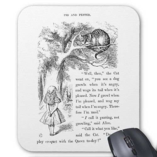 A squirrel in wonderland cheshire cat and squirrel mouse pad 2 vertical position