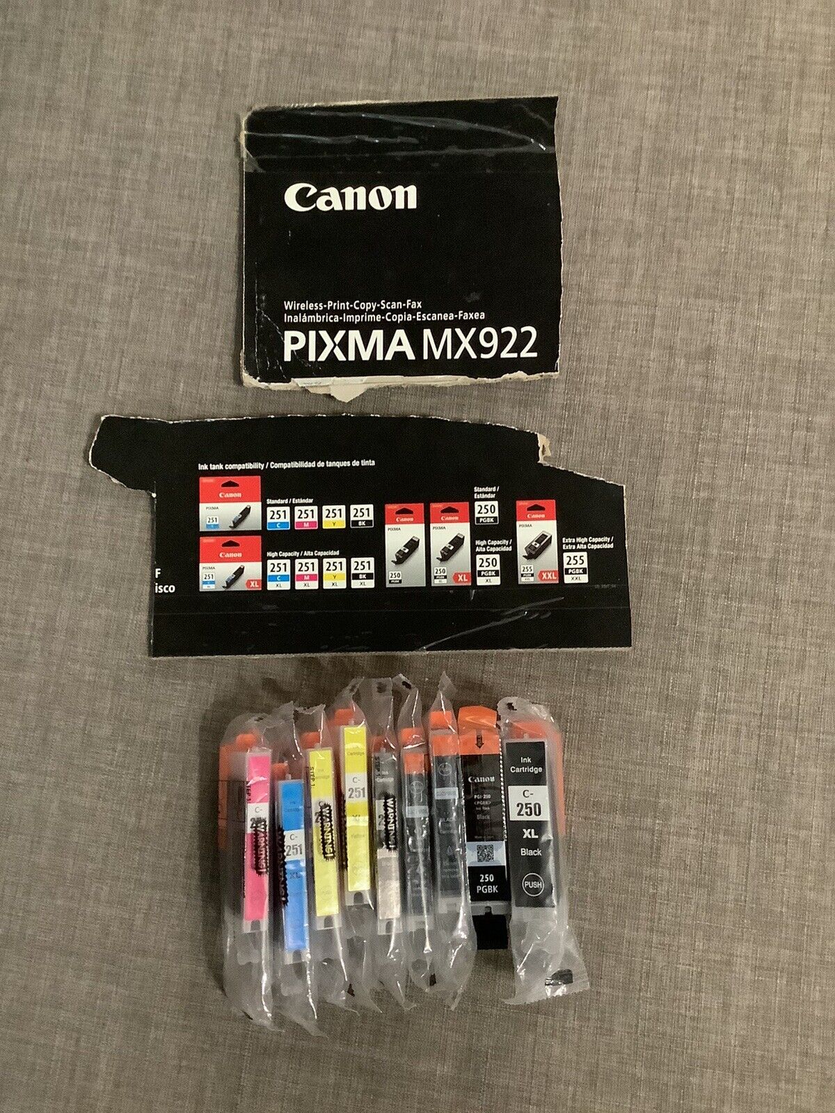 9 Ink Cartridges Packaged Brand New Canon Pixma MX922 Printer