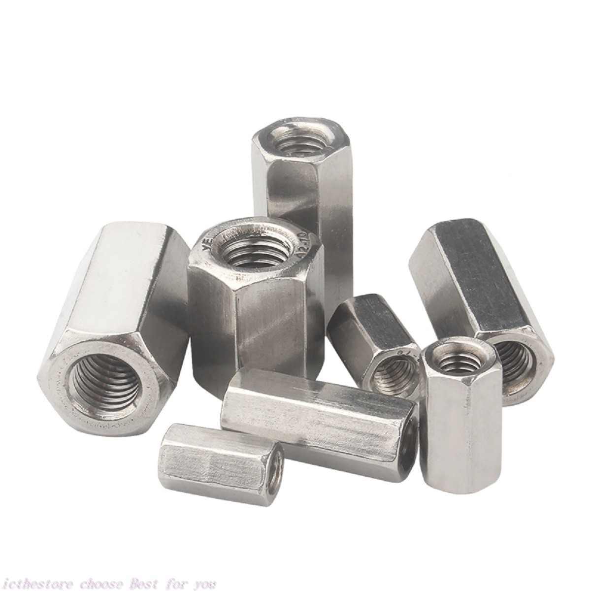M3-M10 304 Hex / Round Long Connector Joint Nut Coupling Nuts