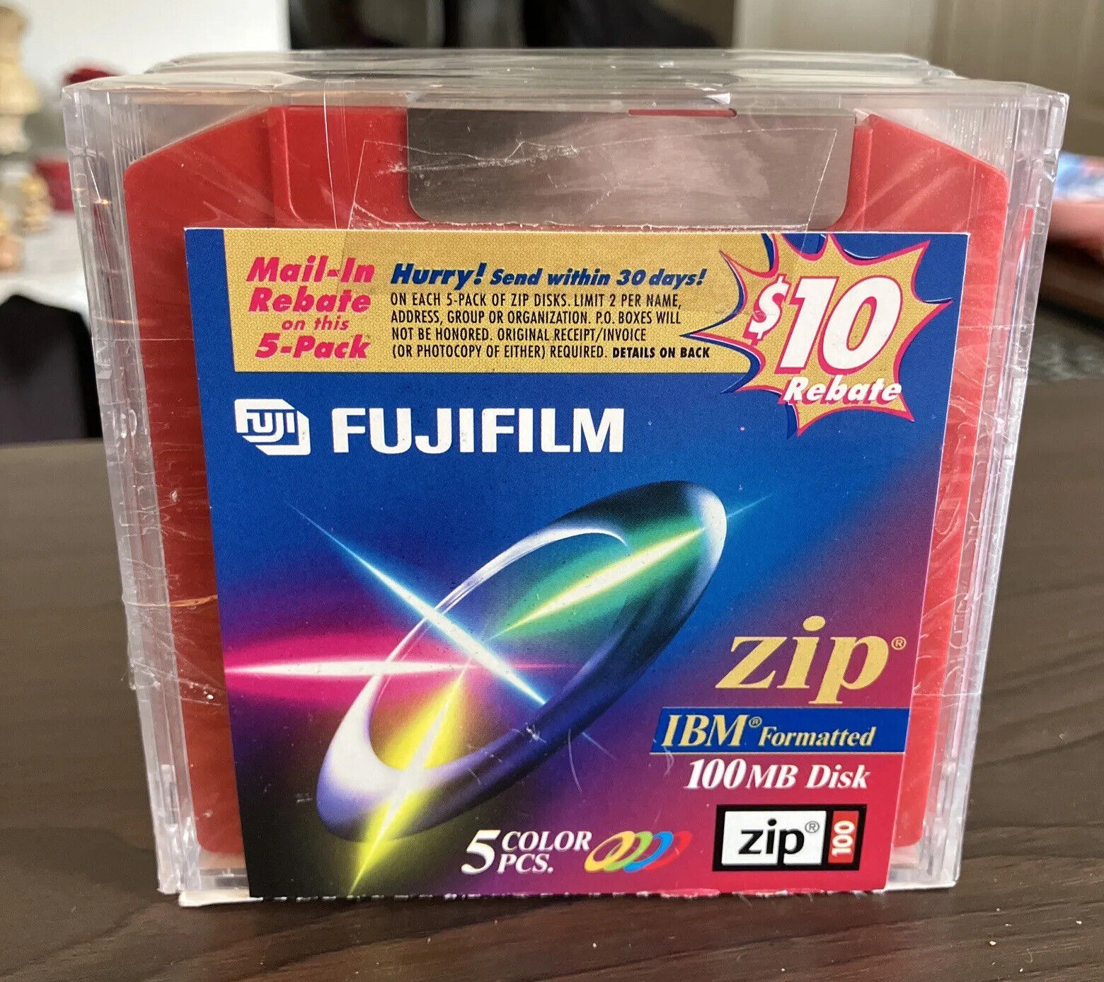 Fujifilm Zip IBM Formatted 100 MB Disk 5 Color Pks New In Wrap 