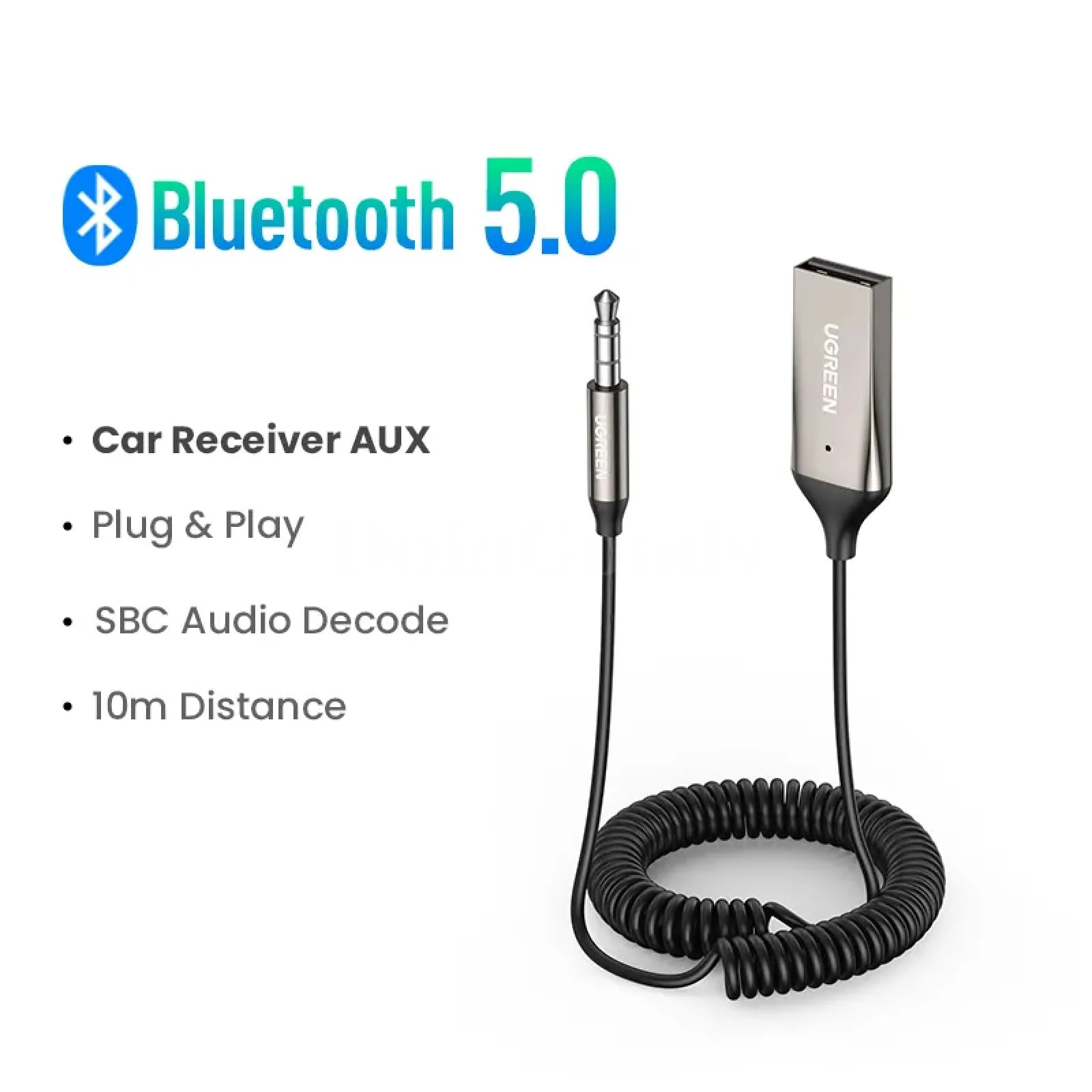 Ugreen Bluetooth 5.3 Receiver Adapter 3.5mm AUX for Car Hands-Free Audio Kit