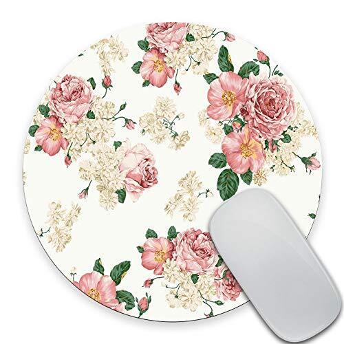 Retro Floral Flowers Round Mouse Pad Custom Vintage Rose Colorful Hand Drawn ...