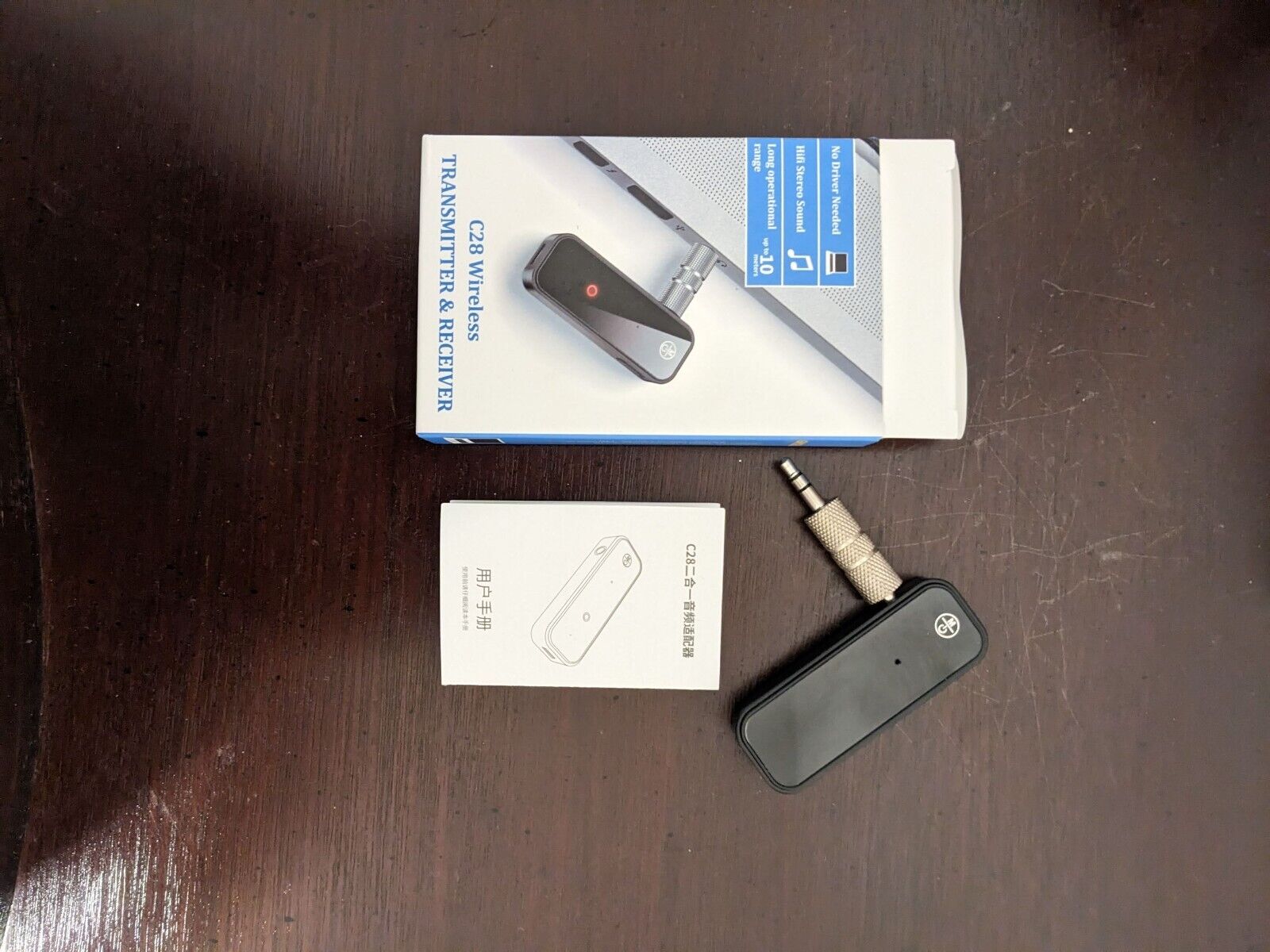 C28 Bluetooth Transmitter Receiver Wireless Adapter: 3.5mm Aux Jack Stereo
