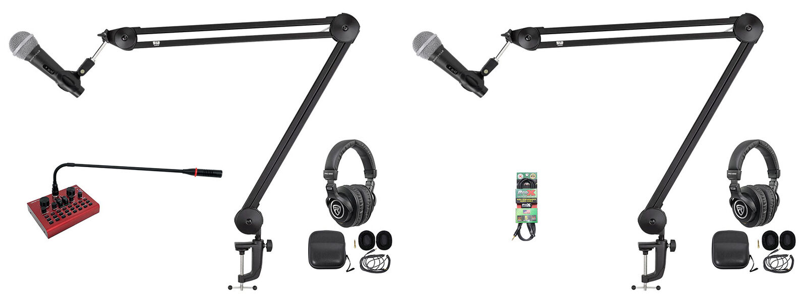 Vocopro 2-Person Podcast Podcasting Recording Streaming Kit+Warm Audio Boom Arms