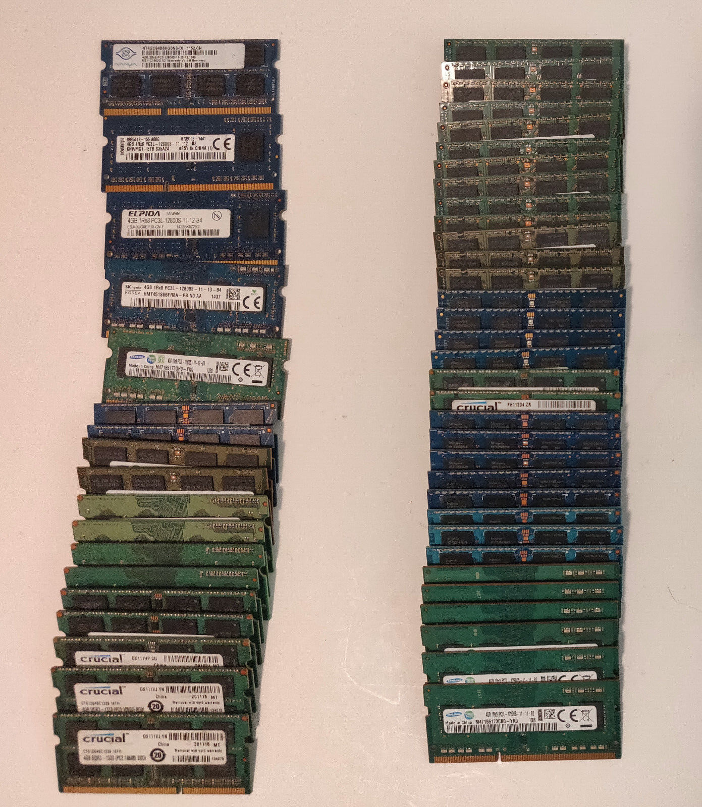 Lot of 52 Assorted DDR3/DDR3L 4GB Modules (1333 and 1600)