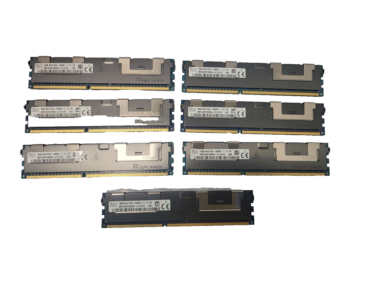 Lot of 7 - SK Hynix Server ECC 112GB (16GB x 7) DDR3 PC3L-8500R Memory RAM