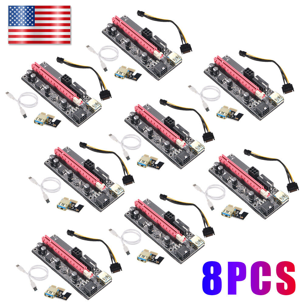 8PCS 60cm VER009S PCI-E Riser Card PCIe 1x to 16x USB 3.0 Data Cable Bitcoin
