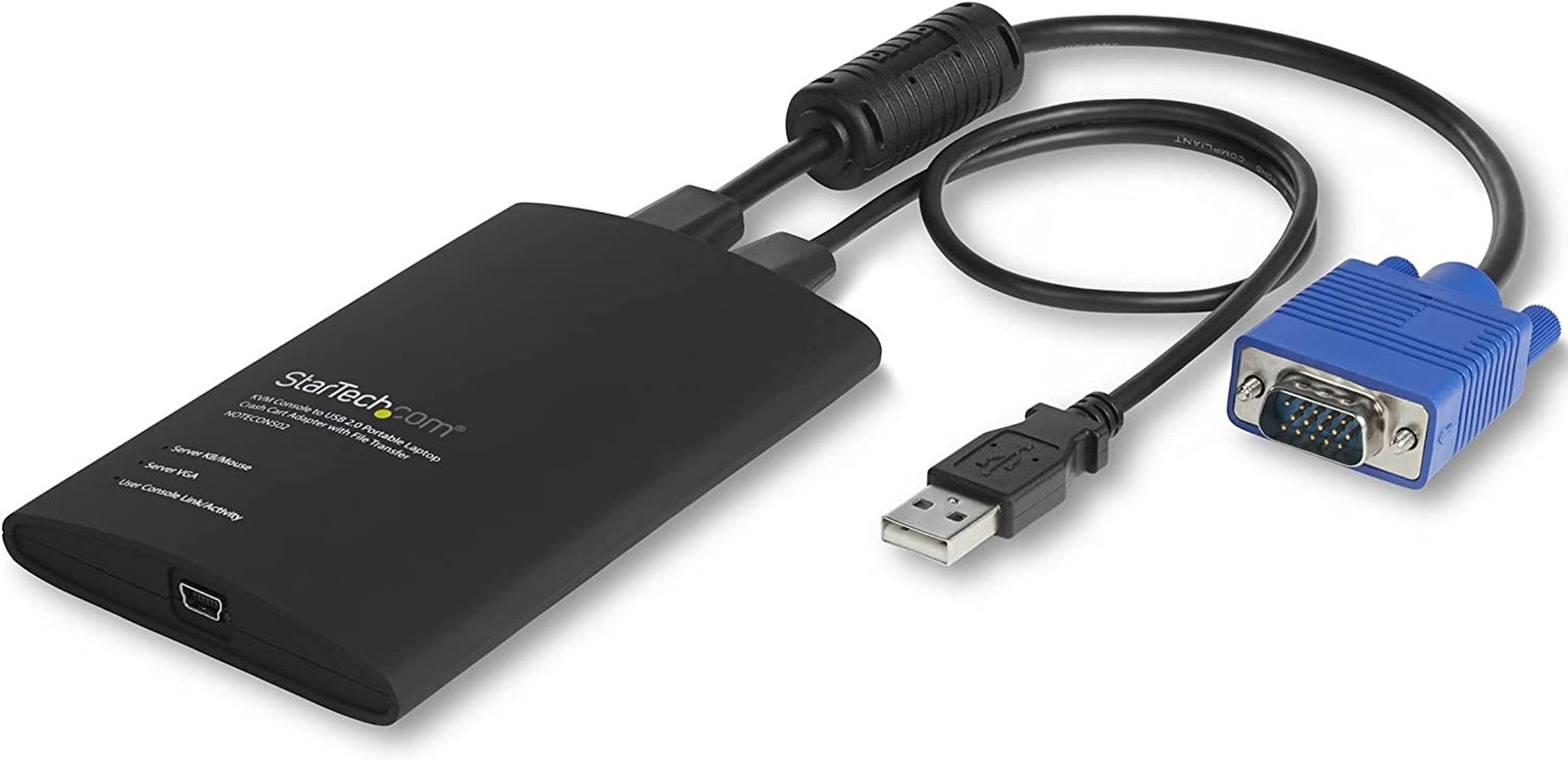 USB Crash Cart Adapter - File Transfer & Video - Portable Server Room Laptop to 