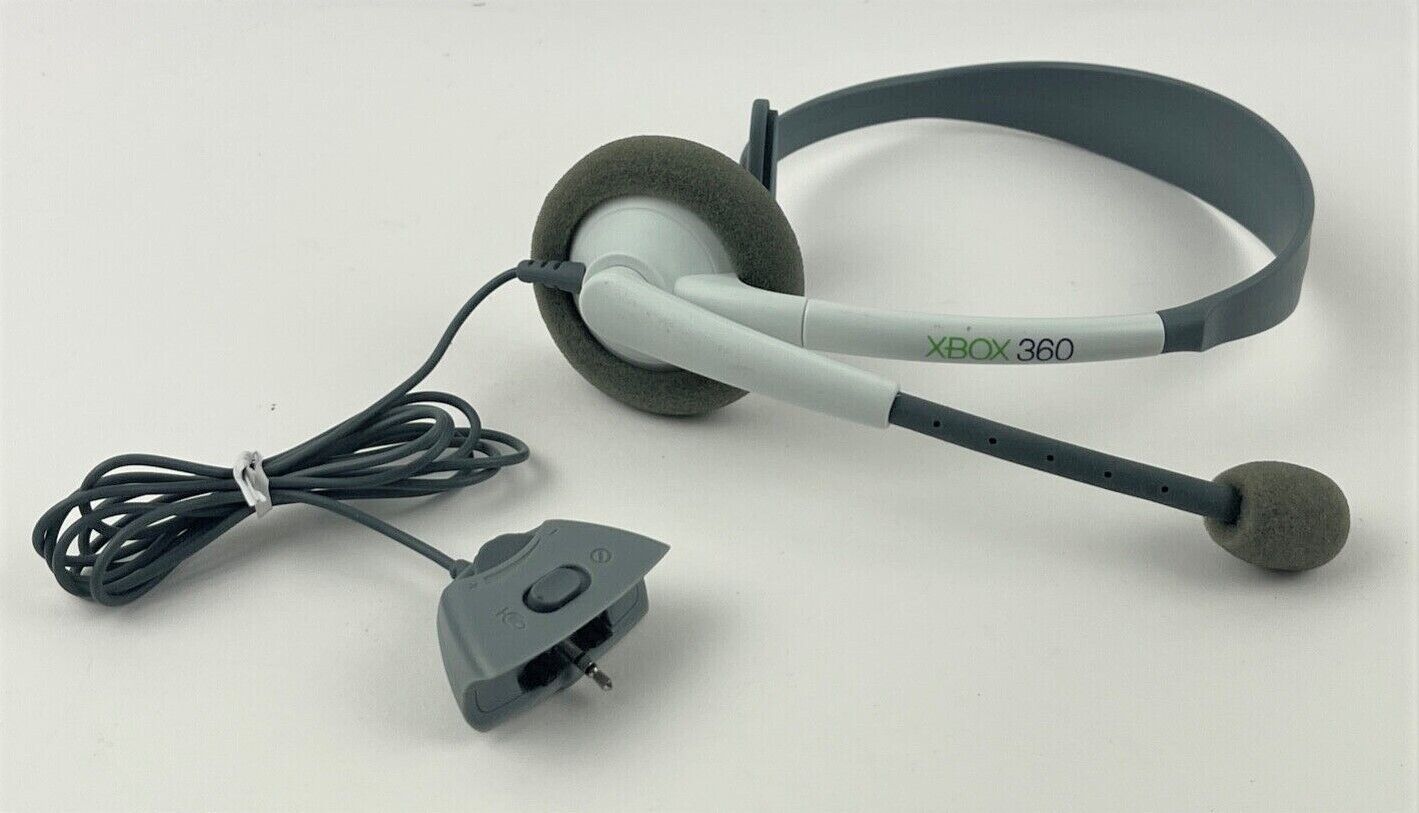 Microsoft Xbox 360 Wired Headset with Mic White OEM Official  UNTESTED 
