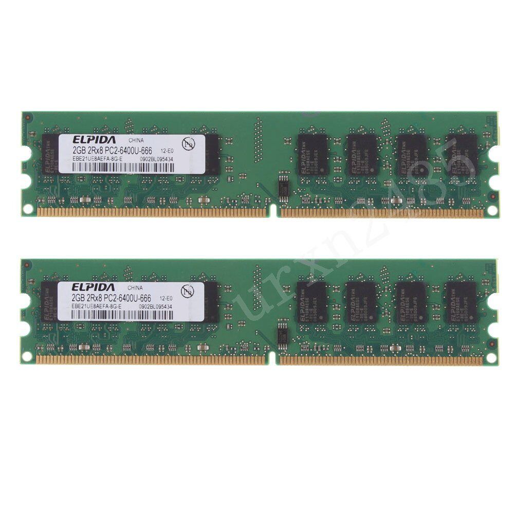 Elpida 4GB 2x 2GB PC2-6400U DDR2-800 240P DIMM Intel Desktop Upgrade Memory RAM